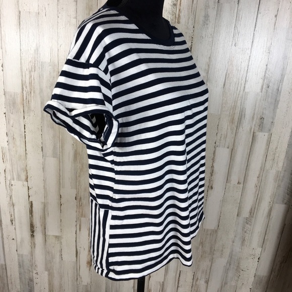 Derek Lam 10 Crosby Asymmetrical Stripe Tee Shirt - Picture 4 of 7